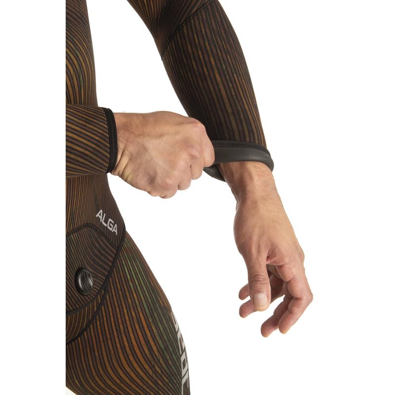 SEAC Alga, Giacca con Cappuccio da 3 mm e 5 mm per la Pesca Subacquea | Muta Umida in Due Pezzi in Neoprene Mimetico Spaccato Stretch