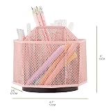 ANNOVA Organizer biurkowy Mesh Desk Organizer Rotate z 5 przegrodami Obrotowy pojemnik na słodycze/długopisy Biuro, artykuły plastyczne, przechowywanie, sala lekcyjna, dom (Jasnoróżowy)