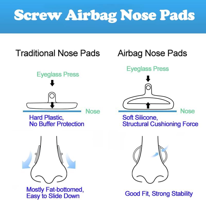 Miniatura 5 de Almohadillas para la nariz para anteojos con agarre, 5 pares de lentes de cámara de aire de silicona suave, kit de repuesto de almohadillas de nariz