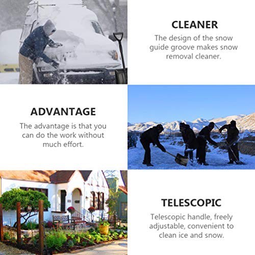 Cabilock Pá de neve para uso ao ar livre extensível, pá removível para remoção de neve de emergência
