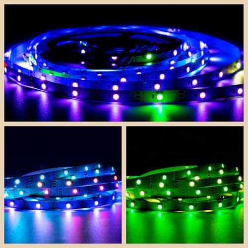 Image of WS2812B LED Strip Individual Addressable Light Full Color SMD 5050 RGB Pixel Strip DC5V (30Pixels /m 150Pixels 16.4FT 150LEDS Non-Waterproof, White PCB)