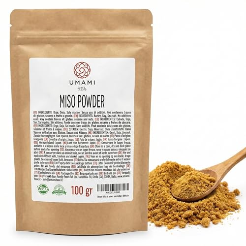 Umami Miso in Polvere Giapponese 100g - Condimento Istantaneo Fermentato - Insaporitore Naturale Umami - Senza Glutammato e Vegano - Ideale per Zuppe e Grigliate