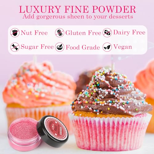 Essbares Glitzer Set – 6 Farben Essbarer Glitzer für Getränke, Glitzerpuder für Cocktails, Kuchendekoration, Kekse, Erdbeeren, Schokolade, 100% lebensmittelechtes Streusel Glitzerpulver (4g/Flasche)