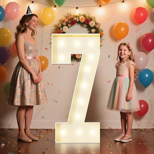 4ft Light Up Marquee Numbers 7 Sign - Corrugated Plastic