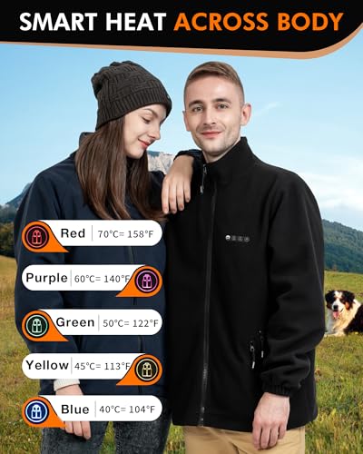 ARRIS Men`s Heated Fleece Jacket with Battery, Electric Heating Coat Full Zip with Hand Warmer4