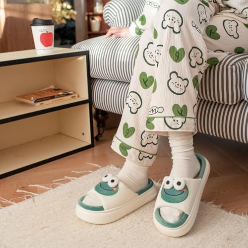 Image of XIXITIAO Cow Slippers for Women /Men Indoor, Cute Cartoon Animal House Shoes, Comfortable Cotton Linen Bedroom Kawaii Cloud Slides