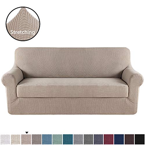 H.VERSAILTEX Sofa Cover 2 Piece Stretch Couch Covers for 3 Cushion Couch Sofa