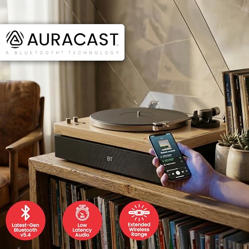 Image of AudioSource Vinyl Record Player, 120W All-in-one Turntable with 2.1 Channel Built-in Speaker, Bluetooth 5.4, Built-in Subwoofer, High Fidelity 2-Speed Belt Drive, Patented Isolation System, Natural