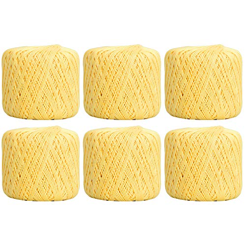Image of ThreadArt 100% Cotton Crochet Thread Size 3, 6 Ball Pack, Lemonade 6 | Soft pure cotton crochet thread for lace, doilies, amigurumi and crafts. Smooth finish with crisp stitch definition.