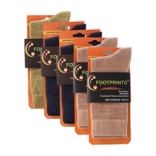 FOOTPRINTS Organic Cotton and Bamboo Anti-Odour Men's Formal Socks | Pack of 5 Pair|