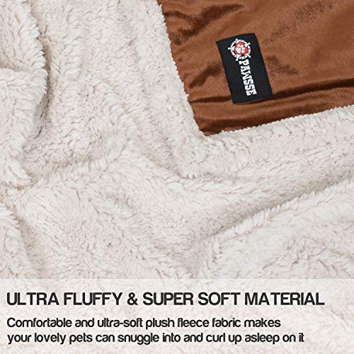 Pawsee Fleece Haustierdecke Flauschig Waschbar Sherpa Plüsch Kuscheldecke Hundebett für Hunde Welpen Katzen, 114 x 76cm