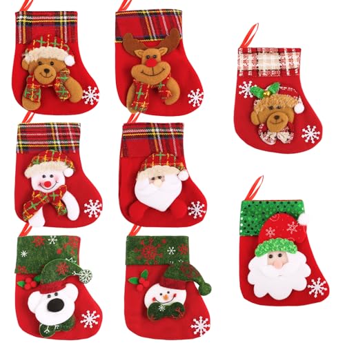 BOFUNX 8 peças meias meias de Natal lareira botas bolsos de pendentes ornamentos natalícios sacos decoração presentes doces de festa Natal para pendurar e encher