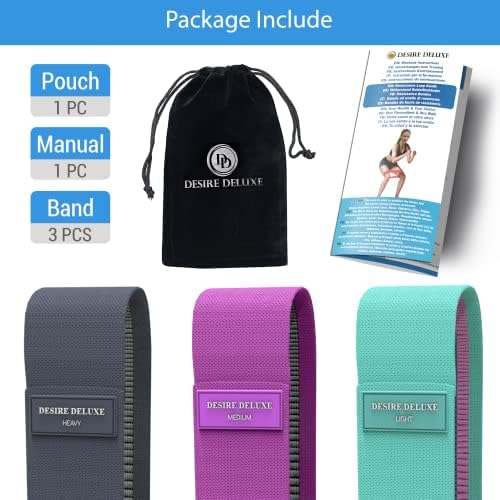 Desire Deluxe Resistance Bands Set for Men and Women, Premium Exercise (Pack 3) Different Resistance Levels Loops Band for Home, Gym, Fitness, Training - Long Exercise Workout, Yoga & Pilates Free Bag