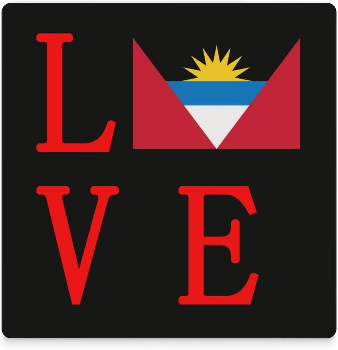 Love Antigua and Barbuda Flag Funny Ceramic Coasters for Drink Absorbent Cup Holders Tabletop Protection