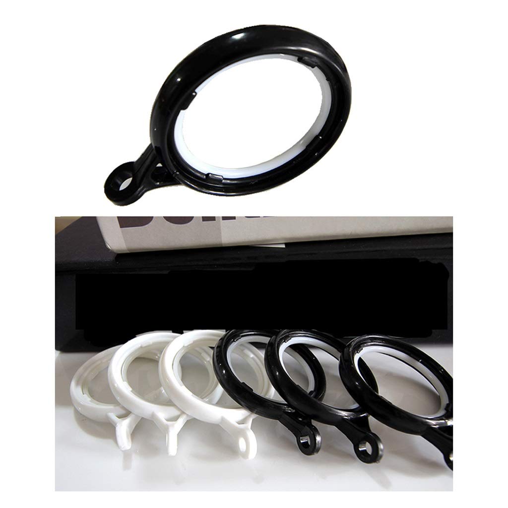 Anelli per tende Anelli per tende in plastica Anelli per ganci per tende Accessori per tende Anelli rotondi per tende Anelli per appendere 20 per gruppo (bianco e nero) Anelli per tende da doccia (bia