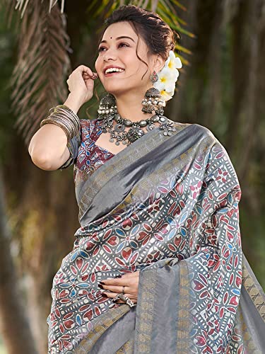 Image of AKHILAM Women's Silk Blend Banarasi Saree With Unstitched Blouse Piece (KASAVU201 HS Parent)