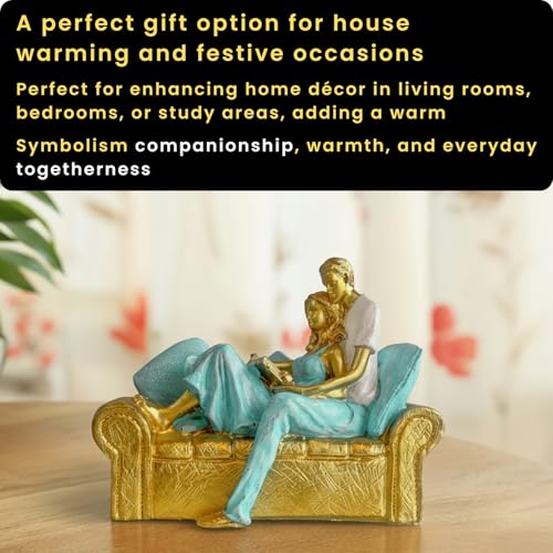 Image of ExclusiveLane 'Shared Stories' Romantic Couple Decorative Showpiece for Living Room (Resin, 15 Cm) | Home Decoration Items for Living Room Showpieces for Home Decor Return Gifts for Housewarming