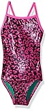 The Finals Youth Women's Disco Cat Foil Flutter Back Swimsuits, Pink, Size 22