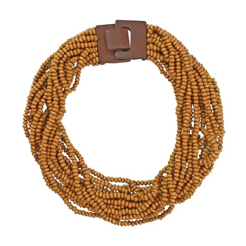 Coiris Beaded Strand Necklace for Women Boho Chunky Beaded Strand Necklace Bohemian Summer Beach Necklace Jewelry for Women(N0059-Black)