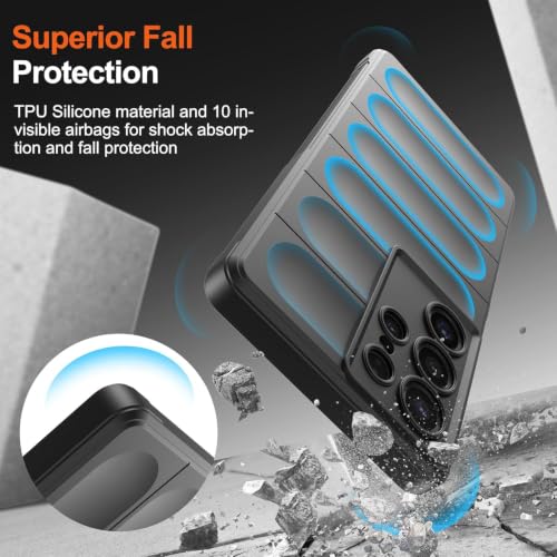 Image of ShieldTech AirGuard Series Back Cover Case for Samsung Galaxy S26 Ultra 5G | Microfiber Lining | Airbag Cushion Drop Protection | Silicone Case | Anti Slip Grip - Black for Samsung Galaxy S26 Ultra