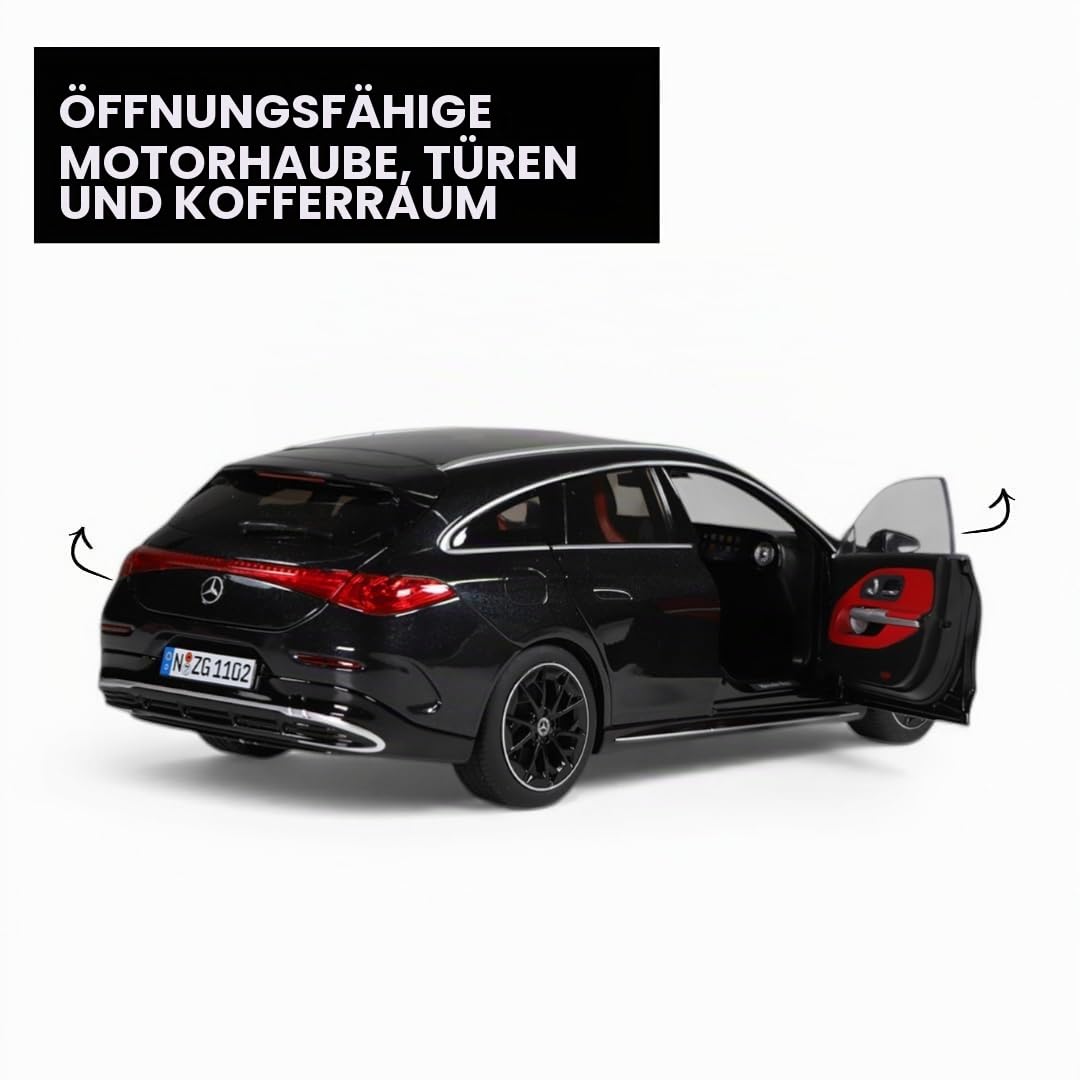 Mercedes‑Benz CLA Shooting Brake mit EQ-Technologie 1:18 Modellauto Diecast – Premium Miniatur in Polarweiß mit EQ‑Technologie, detailreiches Metallmodell für Sammler (kosmosschwarz)