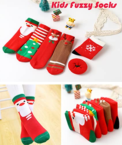 YXBQueen Kids Fuzzy Socks Children Christmas Socks Christmas Crew Socks Kids Christmas Socks Santa Claus for Boys Girls Xmas3