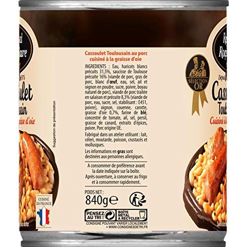 RAYNAL ET ROQUELAURE - CASSOULET TOULOUSAIN CUISINÉ À LA GRAISSE D'OIE - PLAT CUISINÉ 840G - LOT DE 3