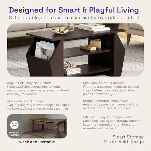 Image of Wakefit Center Table | 1 Yr Warranty | Coffee Table for Living Room Wooden, Tea Table for Living Room Wooden, Sofa Table, Free Installation from Brand, Modern Multi-Functional & Wobble-Free(Clyra)