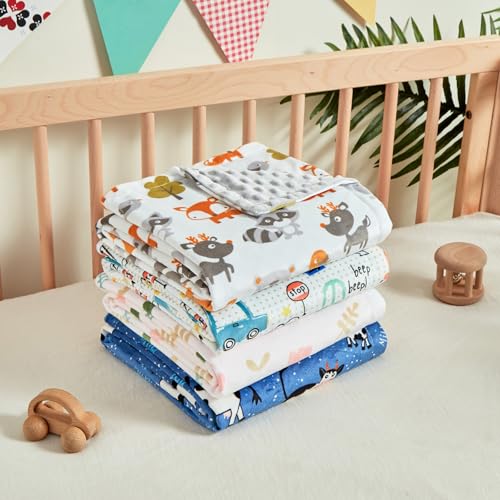 Image of Baby Nursery Bed Blankets Ultra Soft Double Layer Mini Blanket Minky Blanket Receiving Blankets Shower Gifts(Car,45 * 60in)