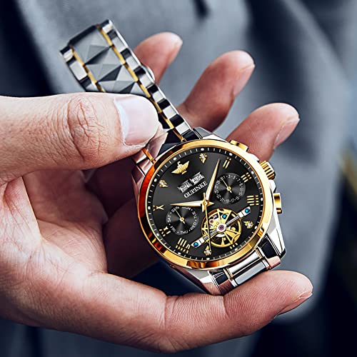 Image of OUPINKE Watches for Men Automatic Skeleton Self Winding Dress Wrist WatchBusiness Waterproof Luminous Tungsten