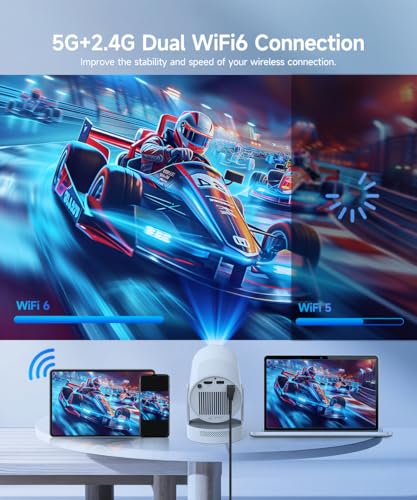 Image of Mini Projector with Wifi and Bluetooth, Portable 4K Support Smart Proyector