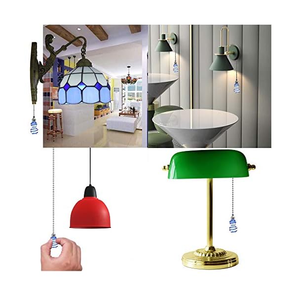 LumenTY 2 Sets bathroom light cord pulls light pull weight handle Light Pull Chain Extension with Ball Chain 1 Metre Length/Connectors for Bathroom Toilet Bedroom -Gourd Shaped Crystal Lamp Pull - Image 8