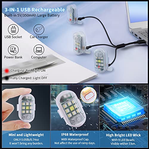 Pifoog Led Anti-Collision Strobe Lights With Remote Wireless 7 Colors Usb Charging Light Trucks Motorcycle Car Drone Bike Emergency Warning Strobes Lights Night Signal Flashing Lights 4Pcs #TOP4