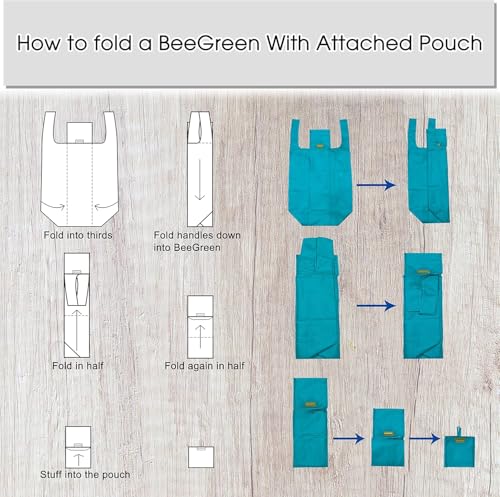 Image of BeeGreen Rolled Up Grocery Bags Reusable Shopping Bags Foldable for Groceries