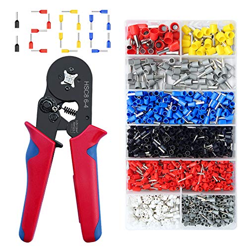 DaskFire Crimpzange Flachsteckhülsen Set, Krimpzangen Zangensatz selbsteinstellend mit Kabelklemmensteckern Aderendhülsen Kabelcrimpzange für isolierte Verbinder Verdrahtungsprojekte (1200 Stk.)