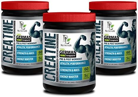 Natural Energy Booster – German CREATINE Powder – MICRONIZED CREATINE MONOHYDRATE CREAPURE 300G 60 Servings – Post Workout Supplement – 3 CANS