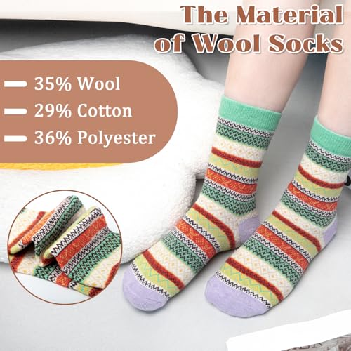 Justay 5 Pairs Wool Socks for Women - Winter Thick Boot Cozy Crew Vintage Soft Calf Knit Warm Socks Gifts3