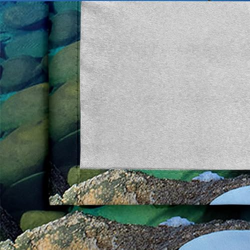 Cortinas de 84 pulgadas de largo con paisaje de montaña y bosque, juego de 2 paneles en azul y verde 5