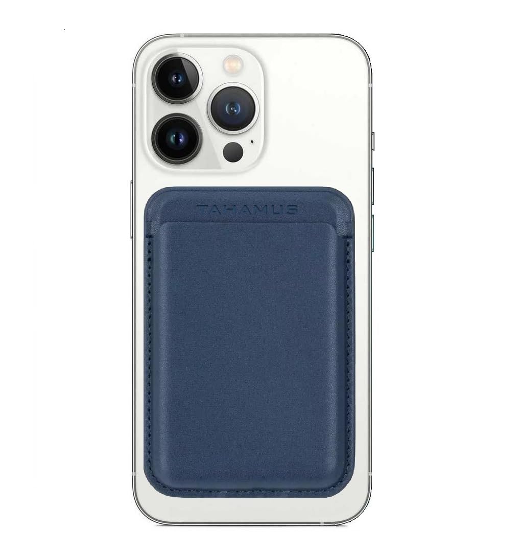 Strong Magnetic Card Holder Leather Wallet with MagSafe for Apple iPhone 14 Pro Max/14 Plus/14 Pro/14/13 Pro Max/13 Pro/13/13 Mini/12 Max/12/12 Pro/12 Mini, (Navy), Navy, Magsafe Magnetic Card
