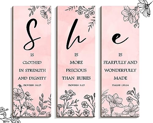 Image of COLOR VALLEY ART Wooden Hanging Pink Wall Art, Valentines Day Decorations, Inspirational Quotes Signs, Modern Wall Decor for Teen Girls Women Living Room Bedroom Gift Female Office Accessories(Pink, 4.7 x 13.7 inch x 3pcs)