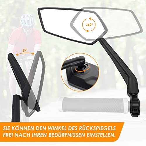 Arkham Bicycle Mirror HD Extra Large Mirror Surface Impact-Resistant Real Glass Bike Mirror for Left Handlebar 21-25.4 mm - Image 3