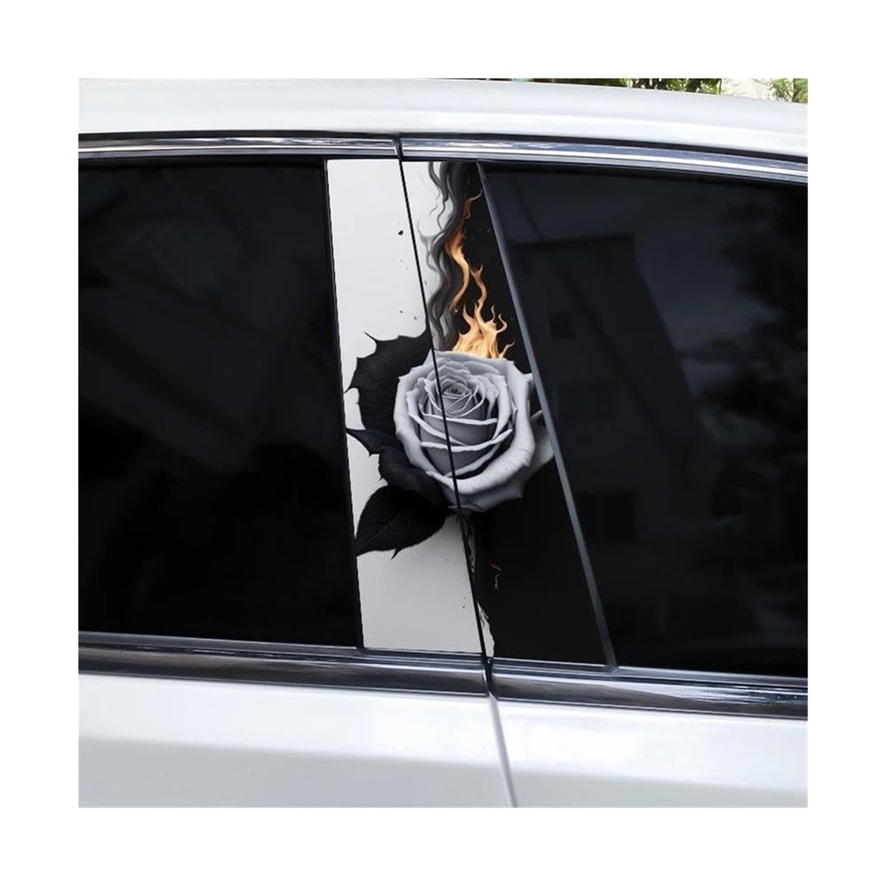 Bertdcx E ﻿Flam Ros Car Door Pillar Vinyl Sticker Suitabl For Car Window Pillar Decoration Auto Parts(E)