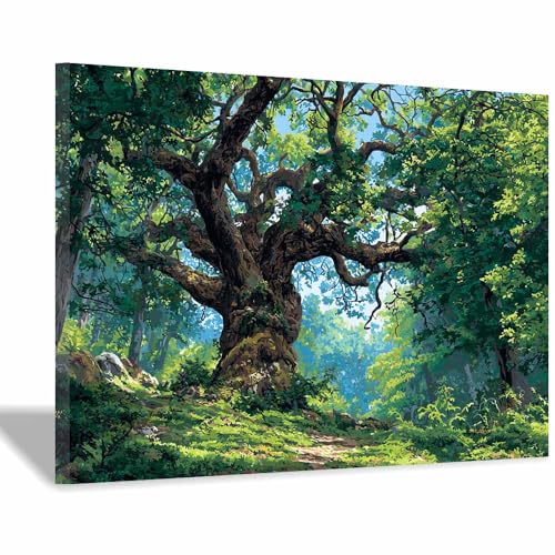 Tableau arbre de vie vert 60x90cm encadré pour rafraîchir une pièce sombre