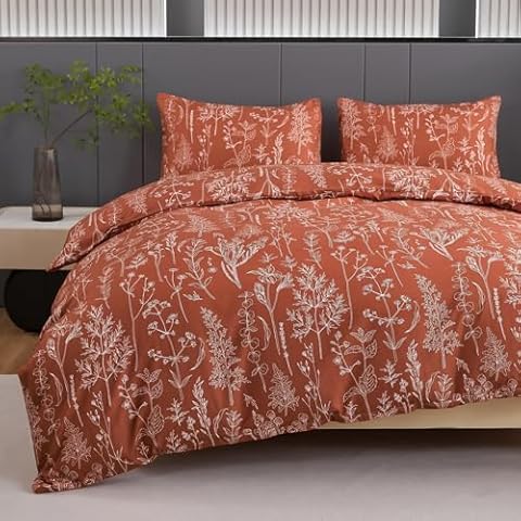 Jemiipee Housse de Couette Orange Brûlé Cover
