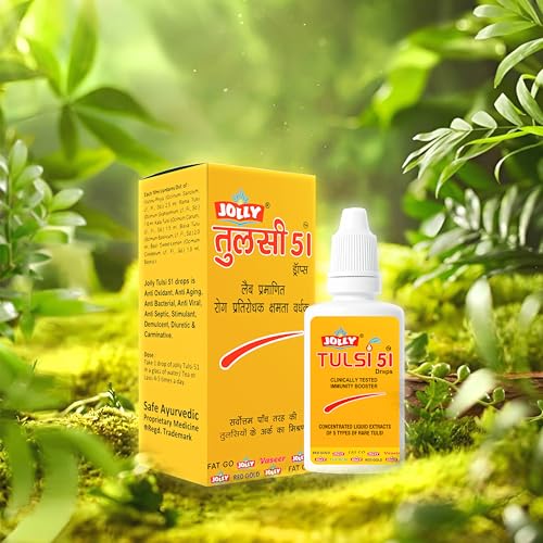 Image of Jolly Tulsi 51 Drops Natural Immunity Booster (Light Gold)- 30 ml - Pack of 2