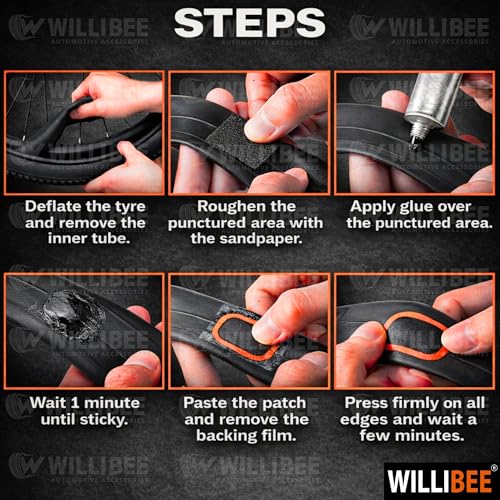 Image of WILLIBEE 15 Pcs Cycle Puncture Repair Kit for Bicycle Inner Tubes | Bike Tire Repair Patch Kit | Portable Cycle Puncher Kit for Tube Tyre