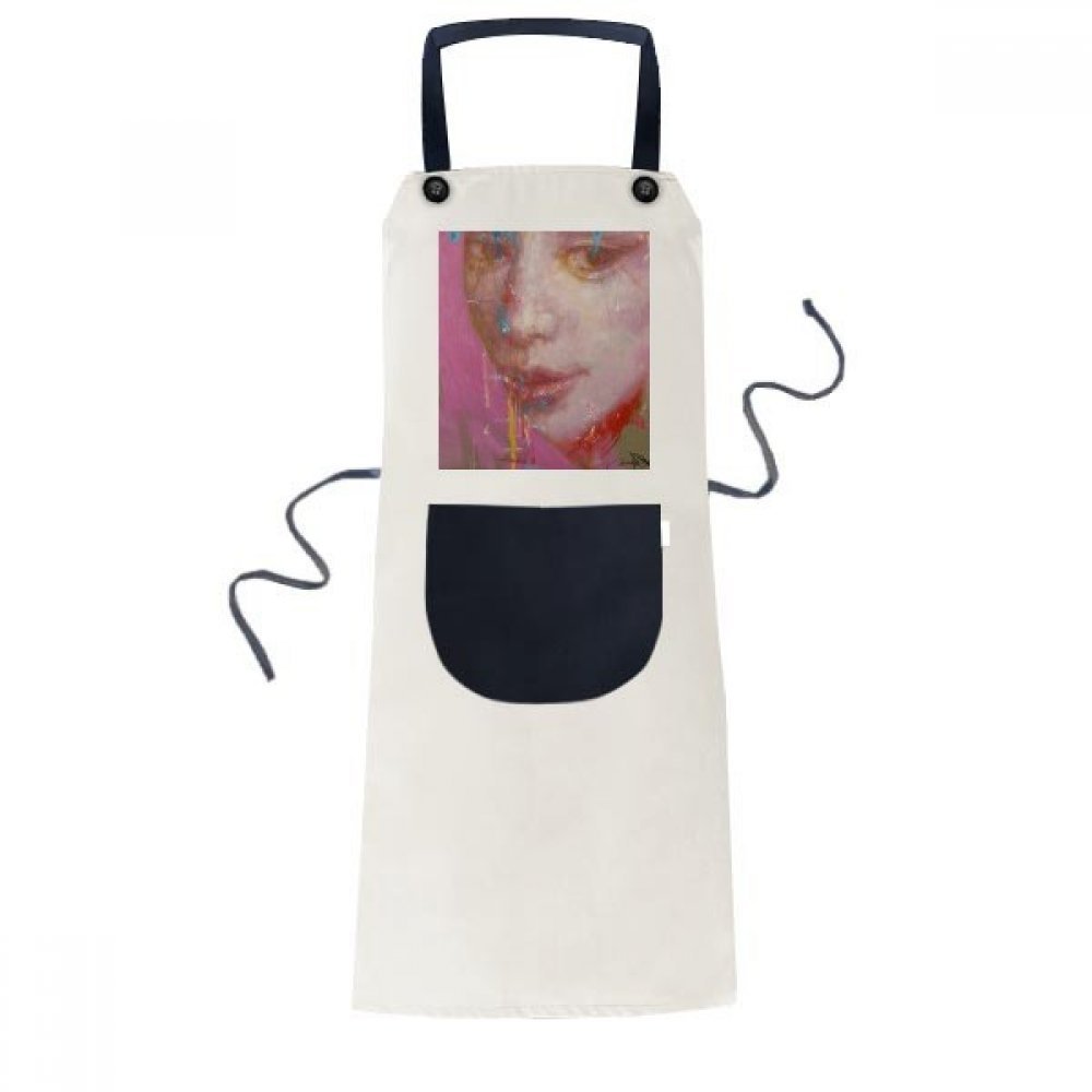 Tablier beige avec poche motif peinture à l'huile pour cuisine 70x67cm