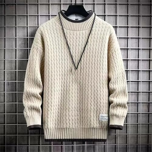 Men's Korean Style Trendy Sweater Base Loose Knitted Fleece Long Sleeves Business Casual Pullovers2