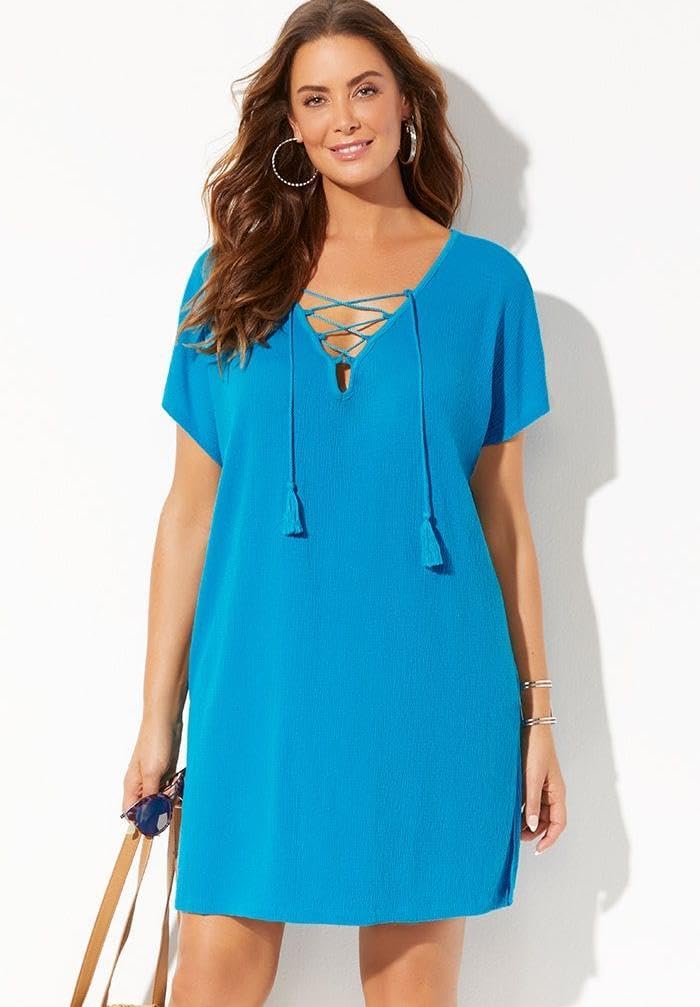 Swimsuits For All Women's Esme Lace Up Cover Up Dress (Plus