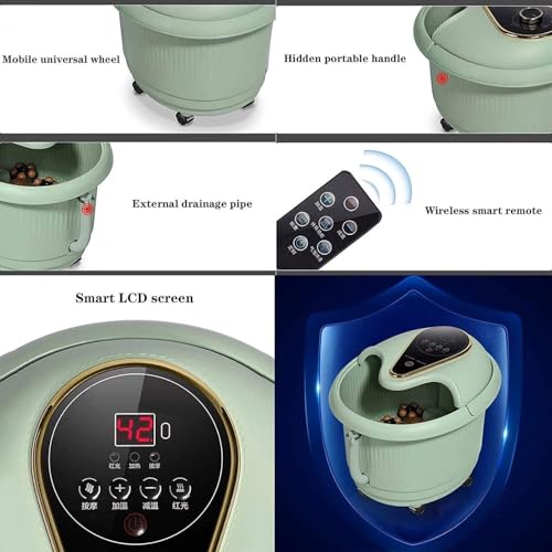 Masajeador de pies con baño térmico, 6 rodillos de masaje, temperatura ajustable, luz roja, temporizador, para casa miniatura 6